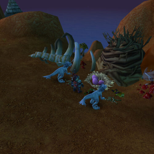 WoW orc hunter near the nest with purple eggs